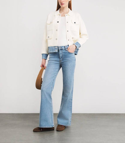 SD Bouclé Denim-Trim Cardigan Jacket
