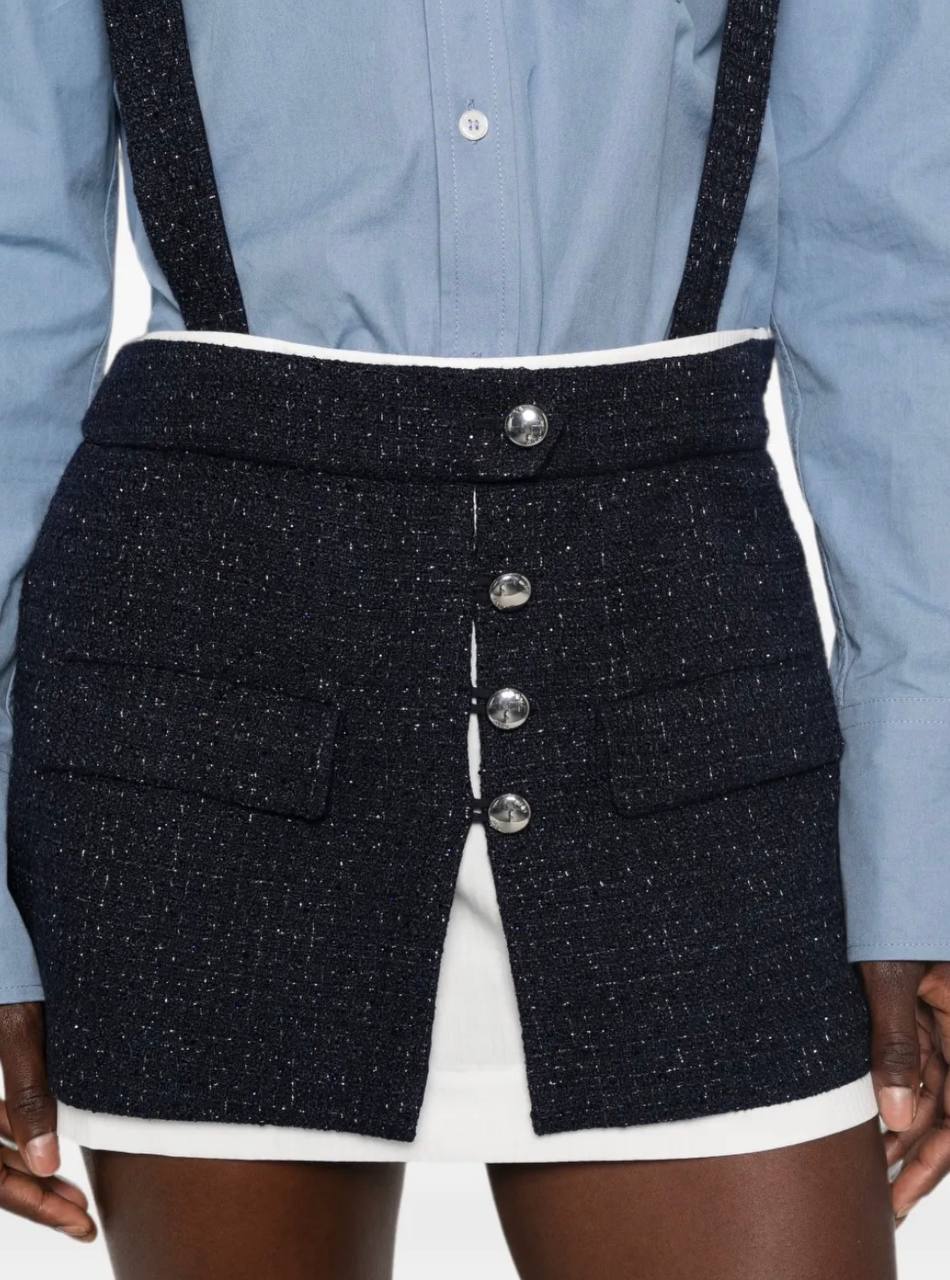 MJ Contrast Tweed Shorts with Suspenders