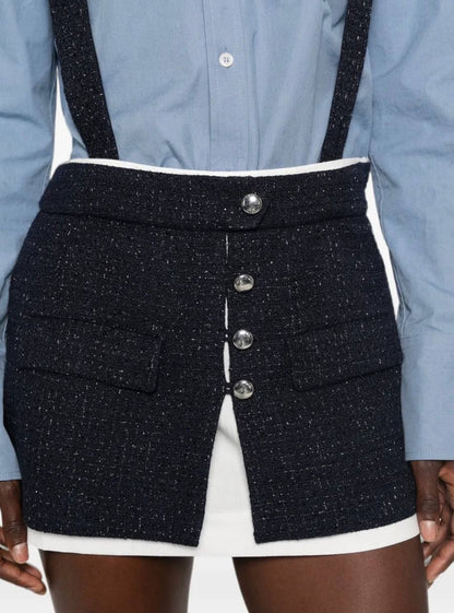 MJ Contrast Tweed Shorts with Suspenders