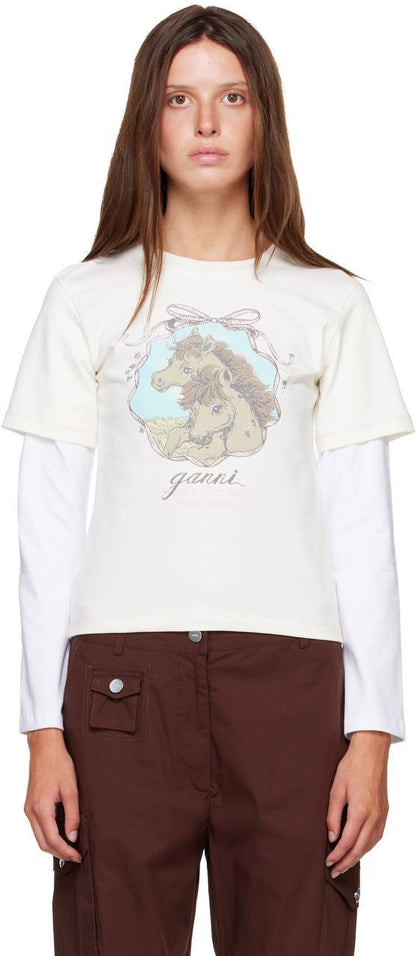GN: White Qixi Basic Cotton Jersey Baby Fit T-Shirt