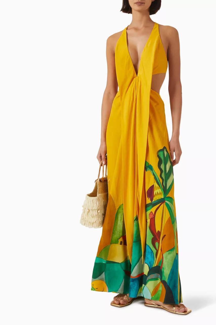 ALM Mokshini Cut-out Silk Maxi Dress