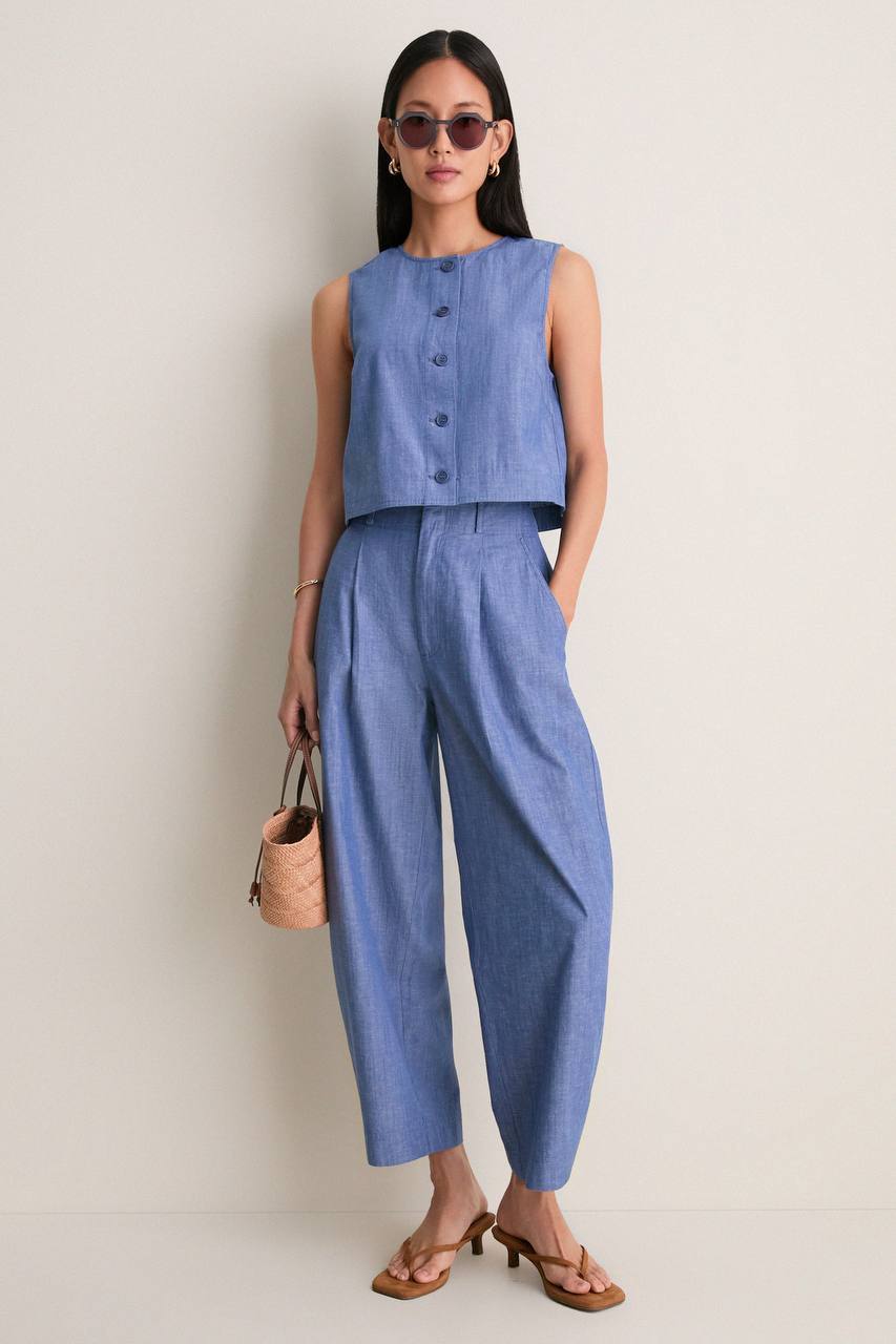 AA Godet Tank | Short Bari Short in Chambray