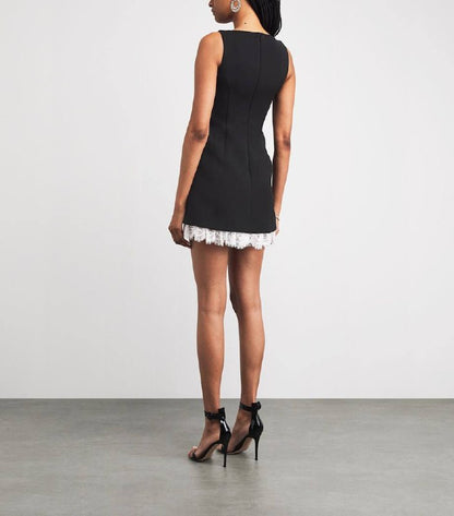 SP Crepe Lace Bow Mini Dress