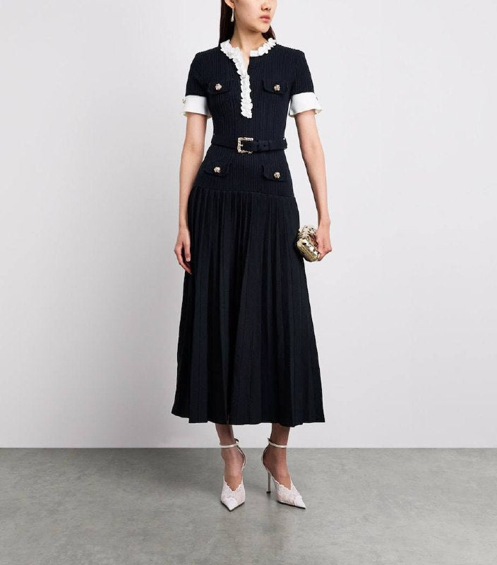 SP Navy Rib Knit Midi Dress
