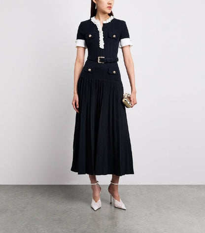 SP Navy Rib Knit Midi Dress