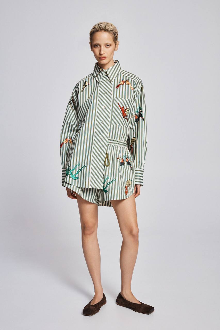 ALM Bisou Embroidered Shirt / Shorts
