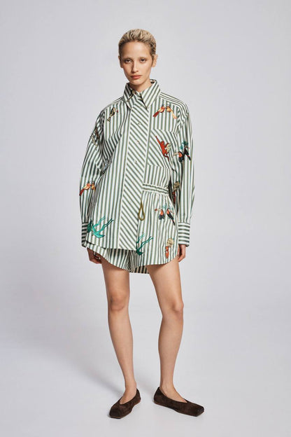 ALM Bisou Embroidered Shirt / Shorts