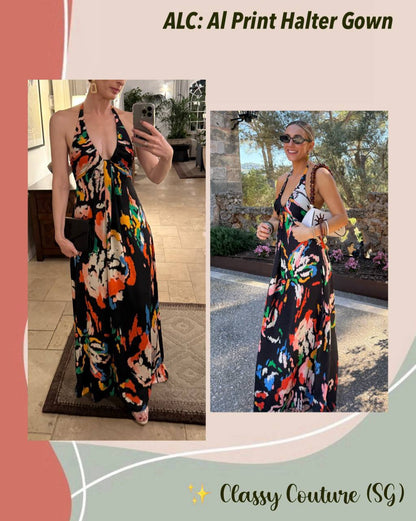 ALC AI Print Halter Gown