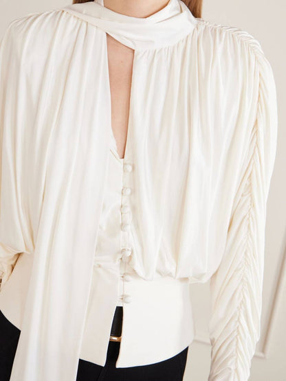 SP Tie-Detailed Stretch Jersey Blouse