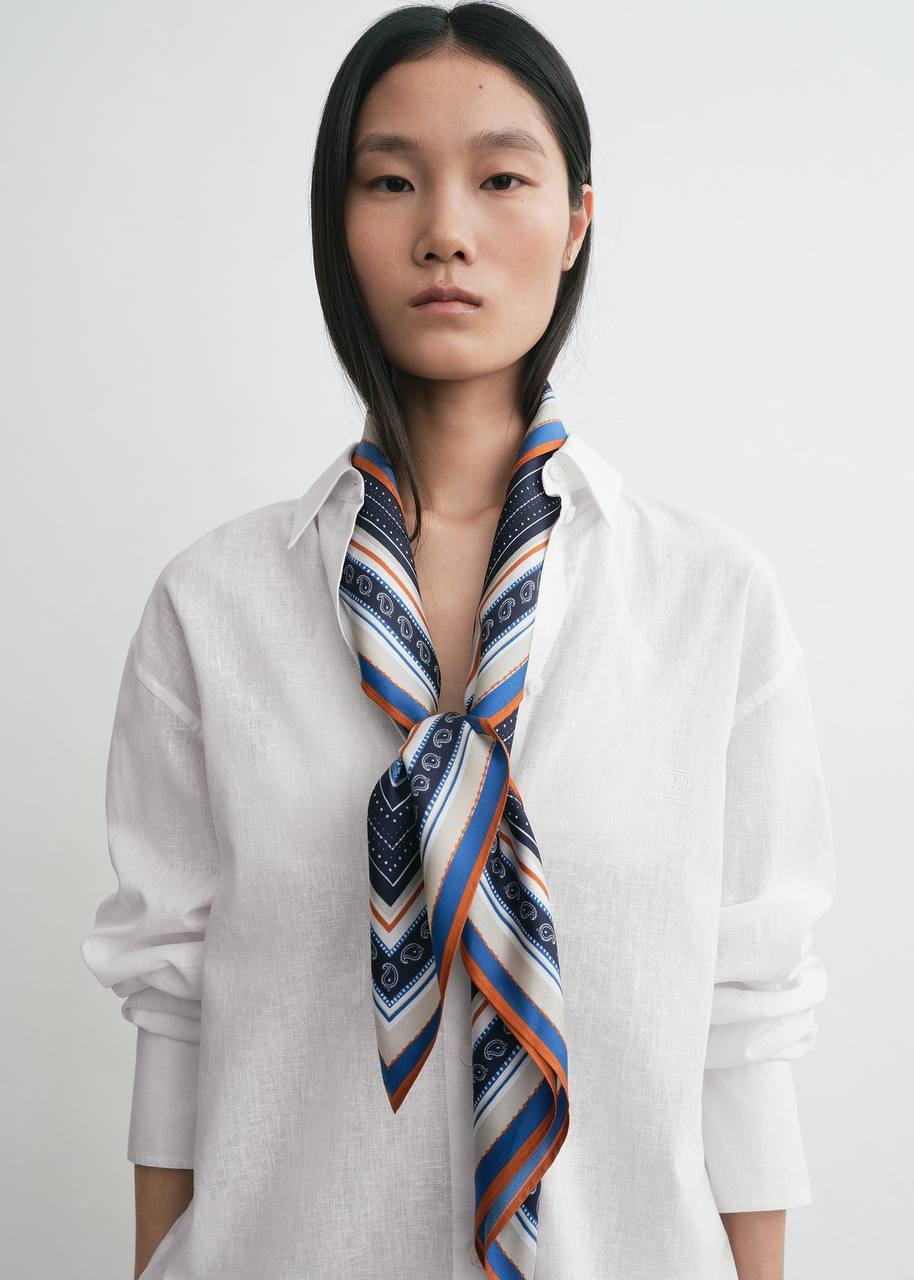 TOT Collector Scarf In Ecru Navy - Image 6