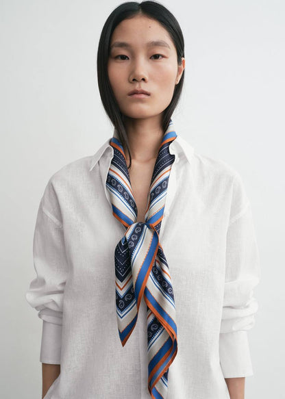 TOT Collector Scarf In Ecru Navy - Image 6