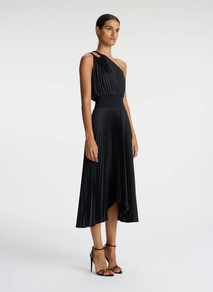 ALC Ruby Satin Pleated Midi Dress