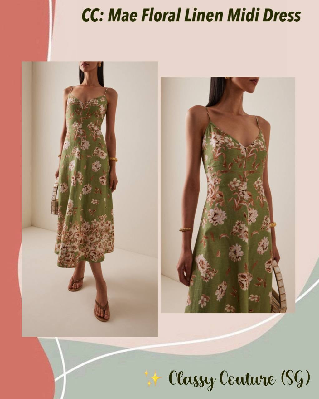 CC Mae Floral Linen Midi Dress