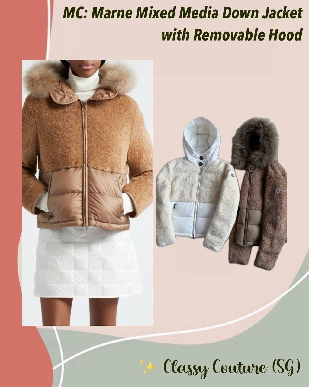 MC Marne Mixed Media Down Jacket with Removable Fur-trimmed Hood