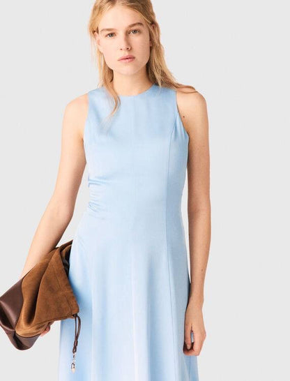 MJ Blue Sky Open-Back Viscose Midi Maxi Dress