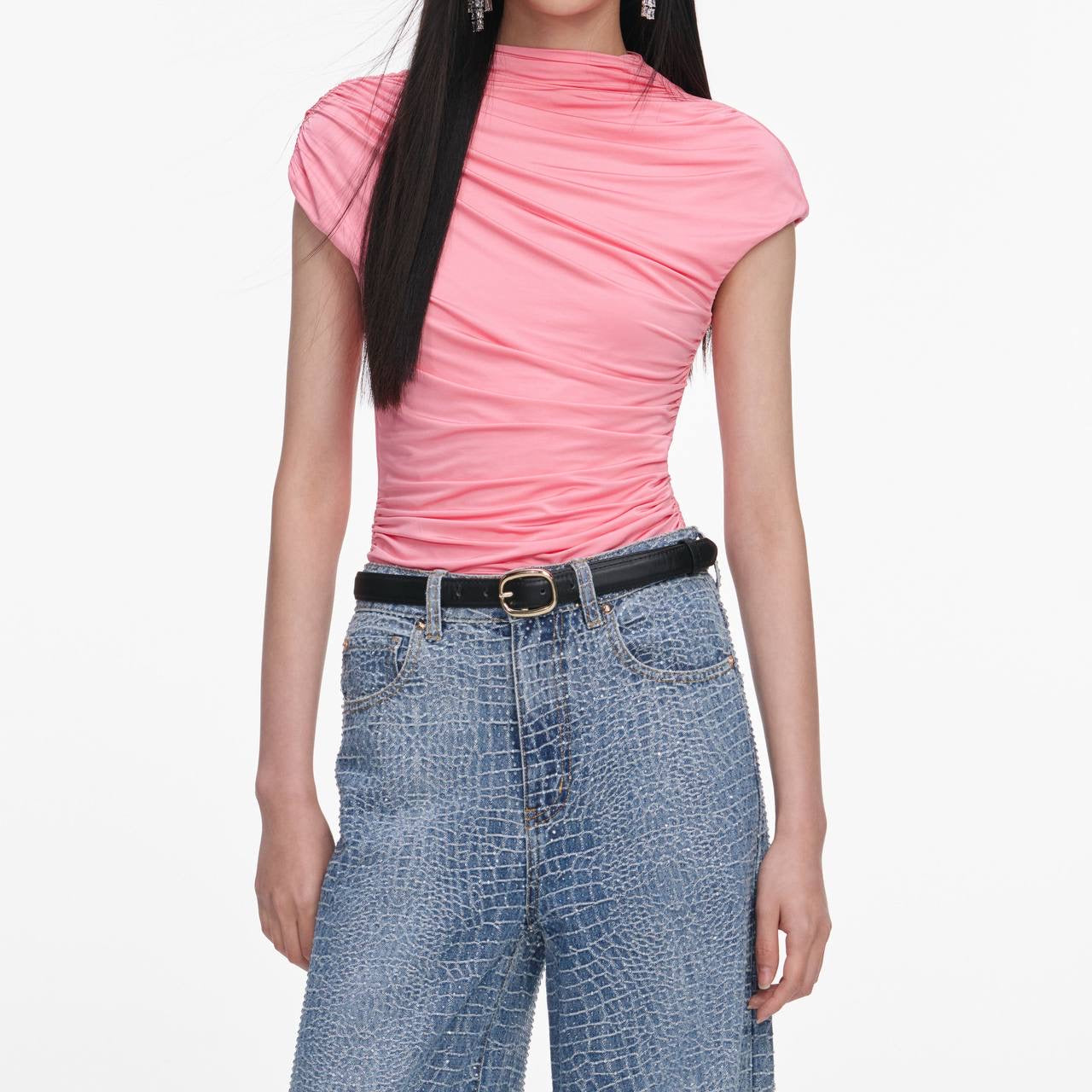 SP Pink Jersey Gathered Top