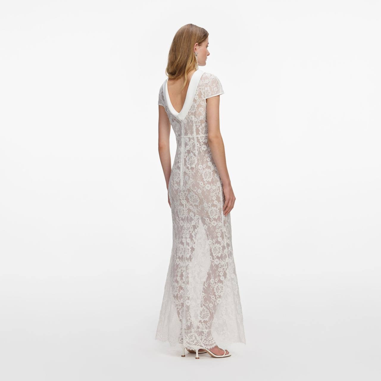 SP White Lace Scoop Back Mermaid Maxi Dress