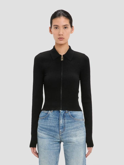 VB Mila Stretch-viscose blend Zipped Cardigan Top
