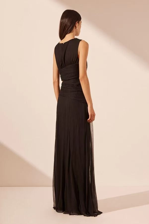 SJ Claude Cut Out Side Split Maxi Dress - Black