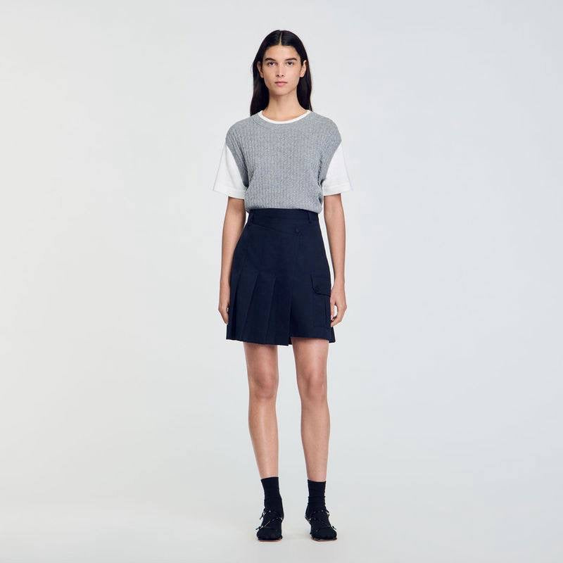 SD Dual-Material Knit Jumper T-shirt Top