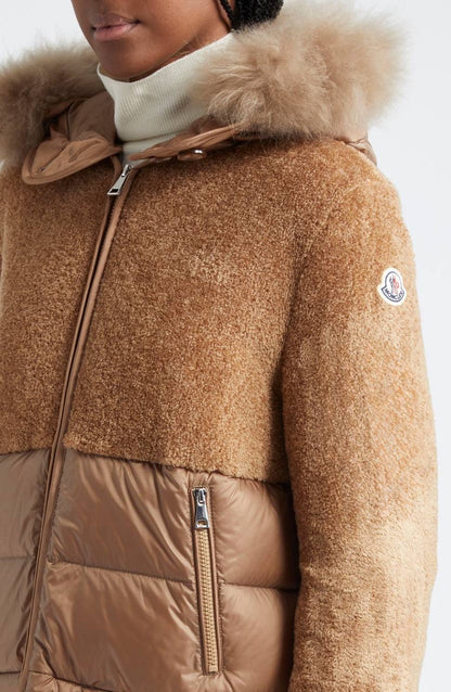 MC Marne Mixed Media Down Jacket with Removable Fur-trimmed Hood