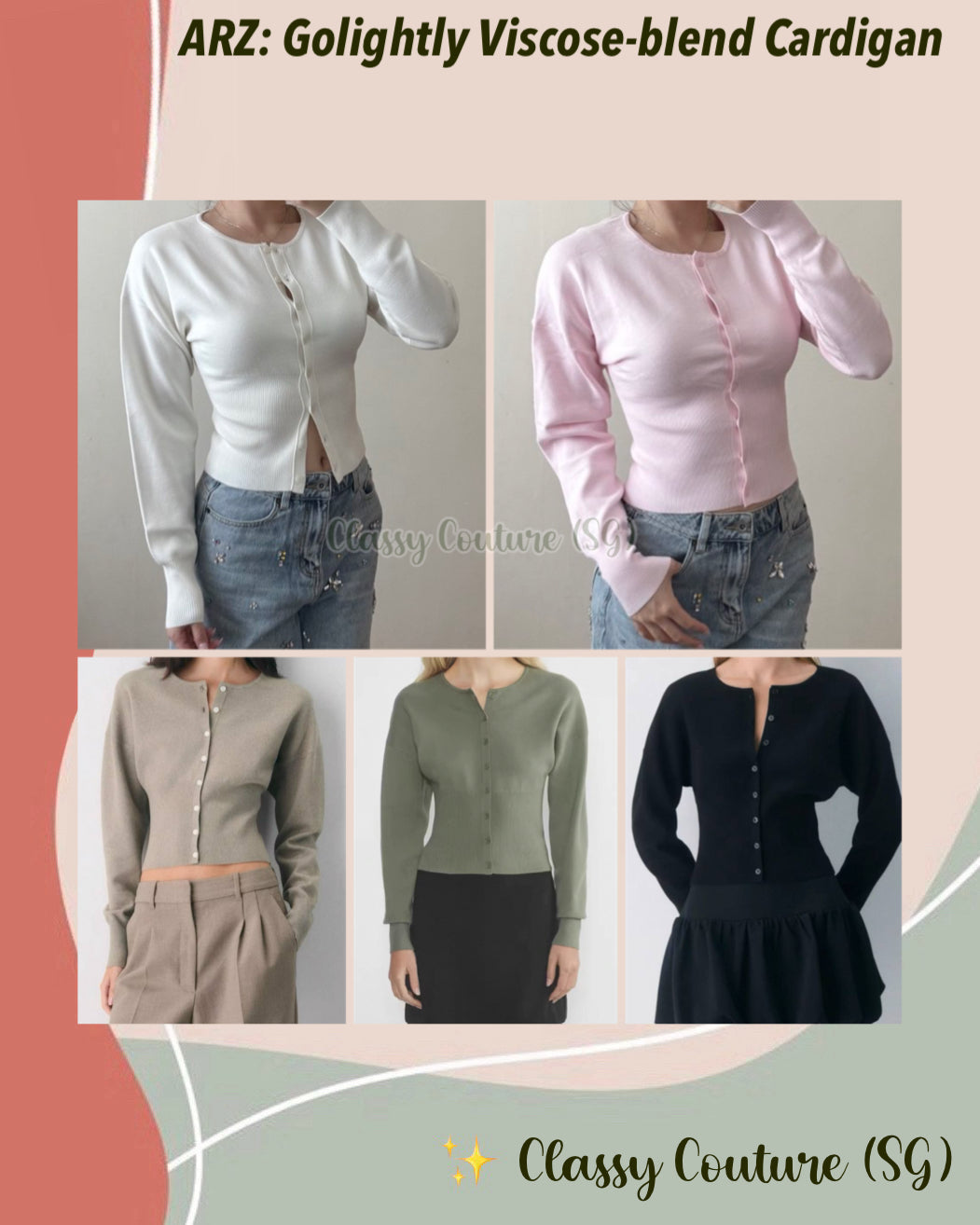 5 Colors! ARZ Golightly Viscose-blend Cardigan