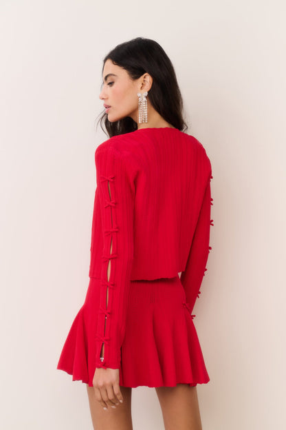 LSF Garrett Rib Pointelle Cami Top | Meryl Mini Skirt | Zoriah Cardigan | Viscose-blend Set