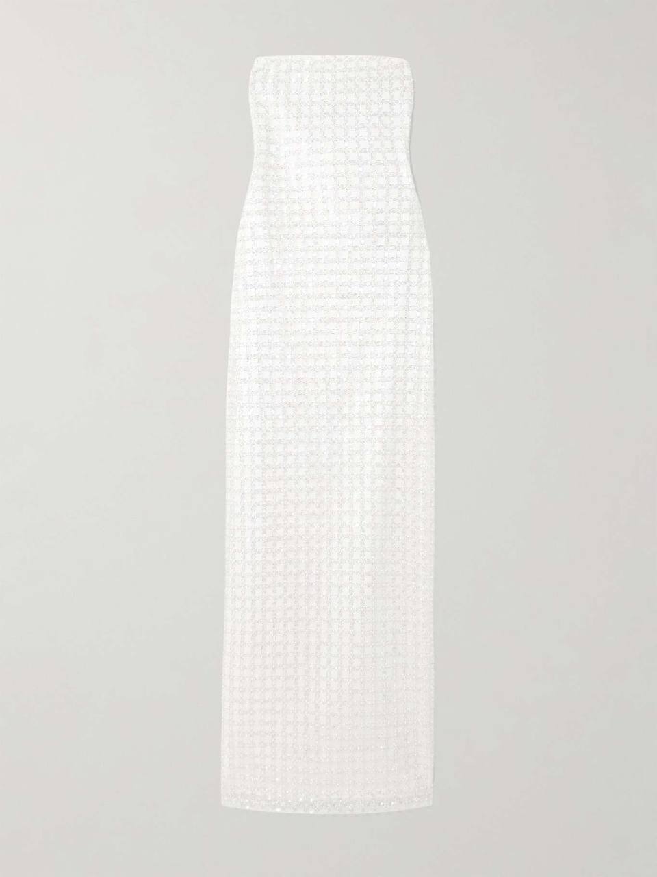 RTT Embellished Grid Sequin Sleeveless Maxi Dress in Recycled Polyester