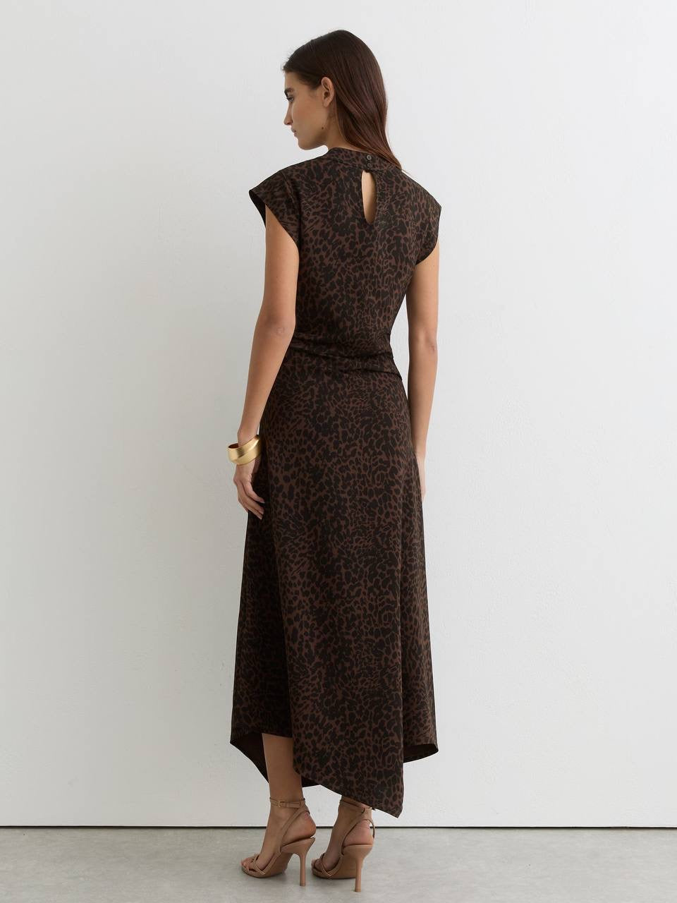 RS Harlie Animal-Print Draped Viscose-blend Jersey Midi Dress