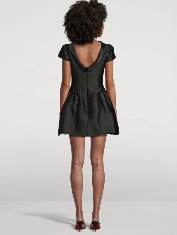 SP Black Taffeta Collared Mini Dress