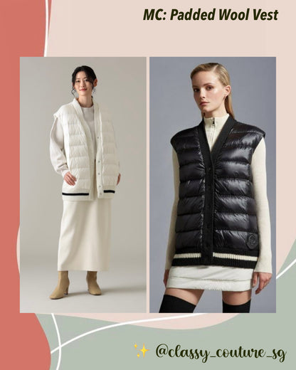 MC Padded Wool Vest Jacket with Down-filled Front