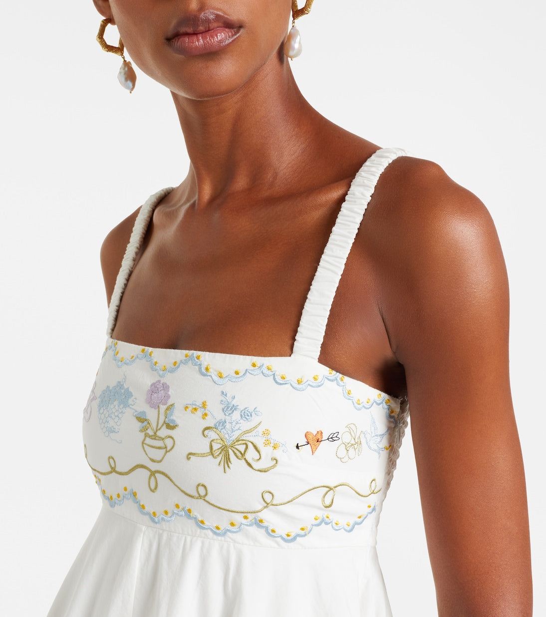 ALM Giulia Cotton Embroidered Midi Dress Sundress