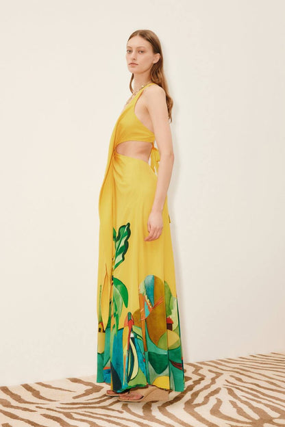 ALM Mokshini Cut-out Silk Maxi Dress