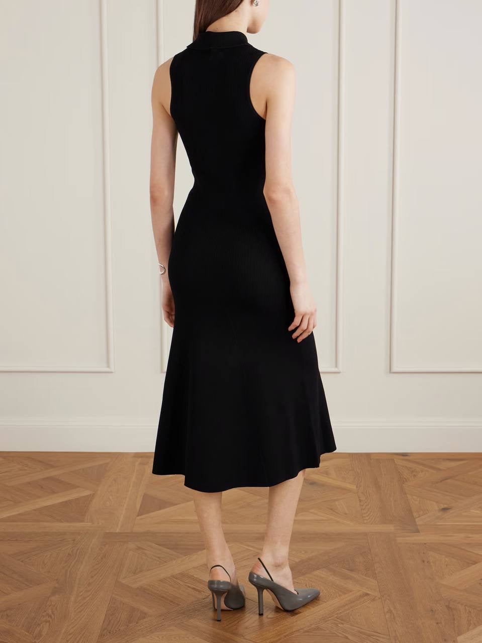 2 Colors! VB Mira Quarter-zip Stretch-viscose Midi Dress in Black & White