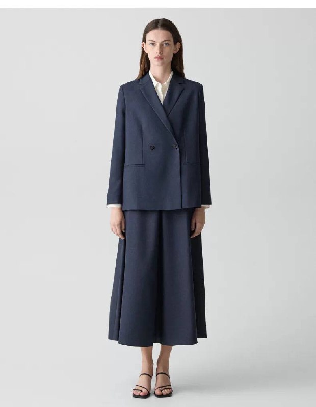TH Vented Vest | Relaxed Double-Breasted Blazer | Flared Pull-On Skirt in City Twill