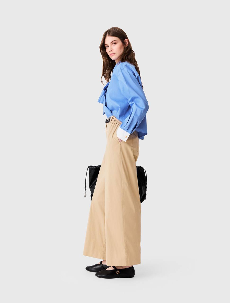 MJ: Cotton Gabardine Wide-Leg Trousers