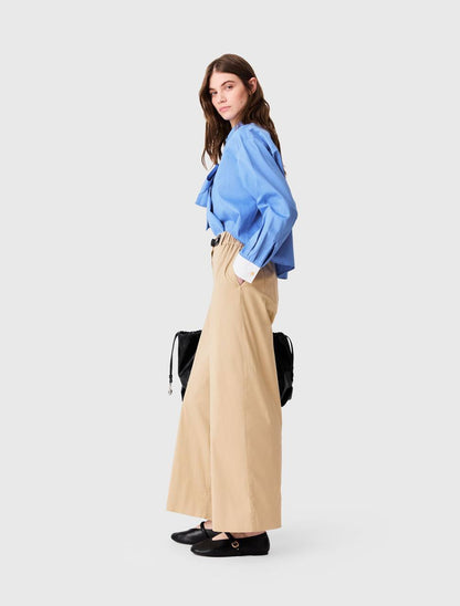 MJ: Cotton Gabardine Wide-Leg Trousers