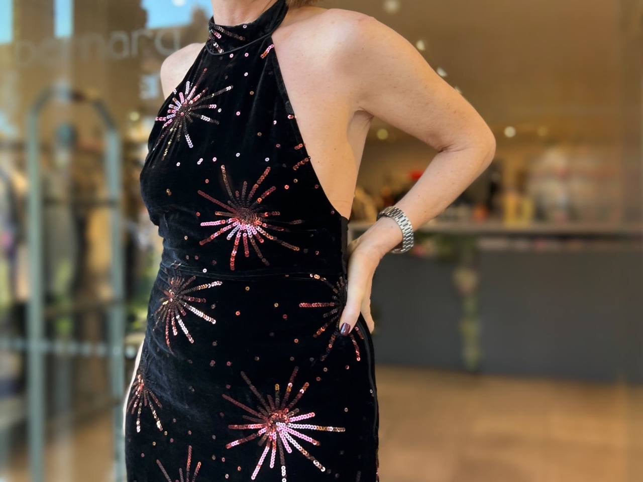 RX Pearl Velvet Midi Dress