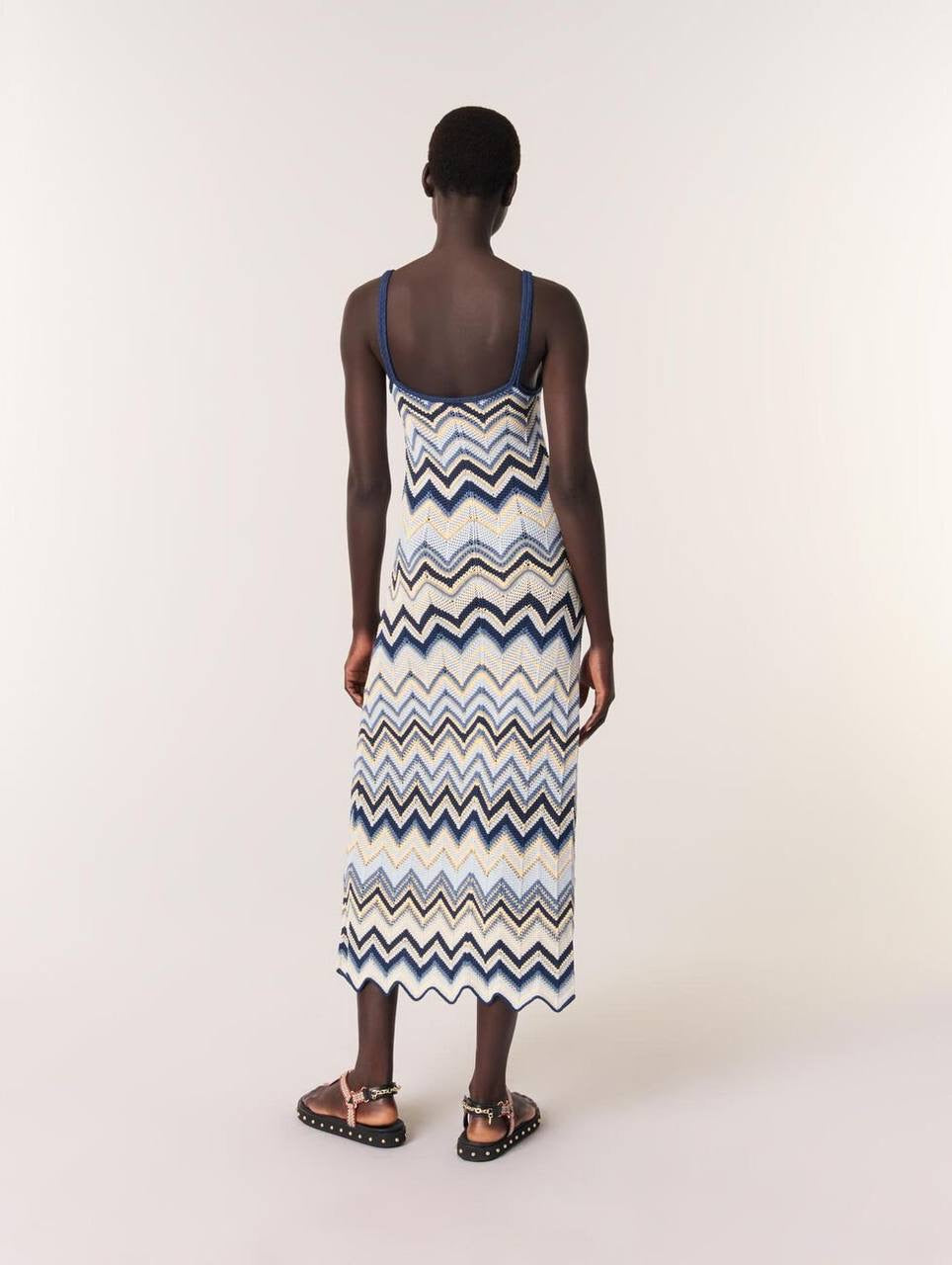 MJ Metallic Crochet-Knit Mizag Sleeveless Top | Rizag Strappy Midi Dress