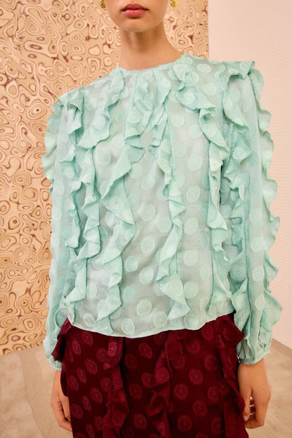UJ Della Cascading Ruffle Blouse