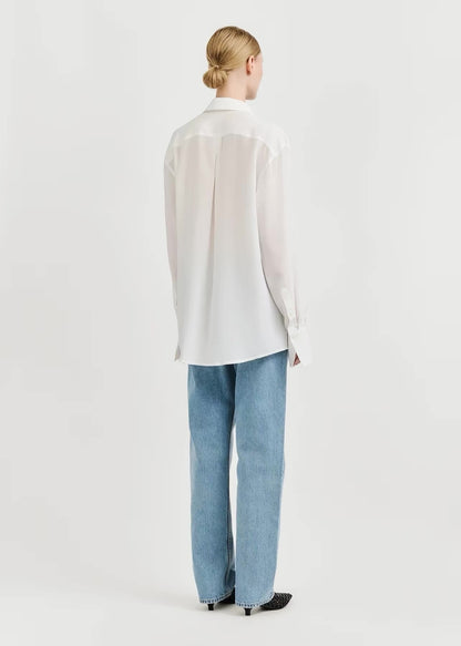 3 Colors! Tot Silk Crepe de chine Shirt