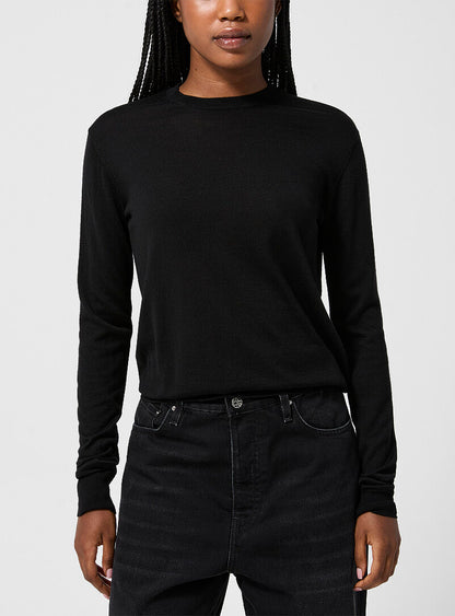 Tot Crew-neck Wool-Silk Fine Knit Sweater Pullover