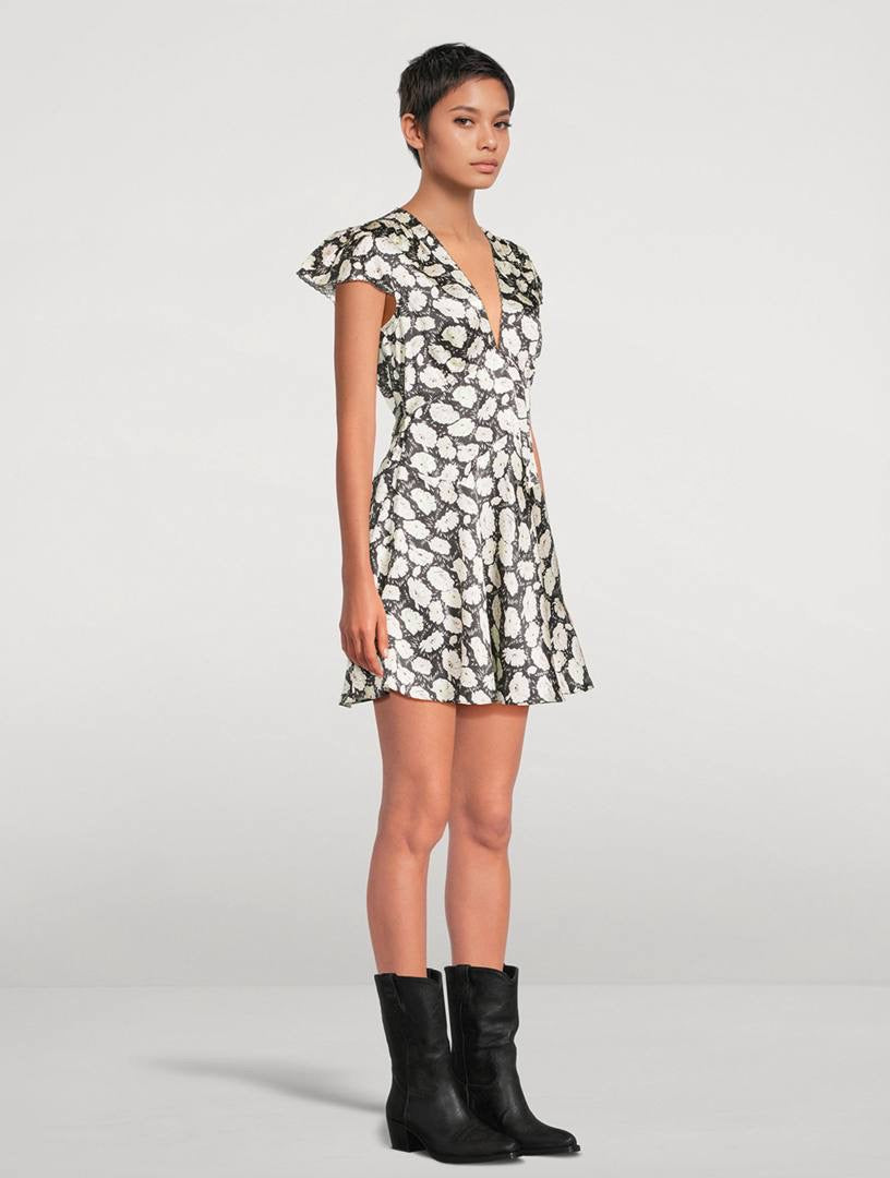 3 Colors! DN Dianne Silk-satin V-Neck Mini Dress