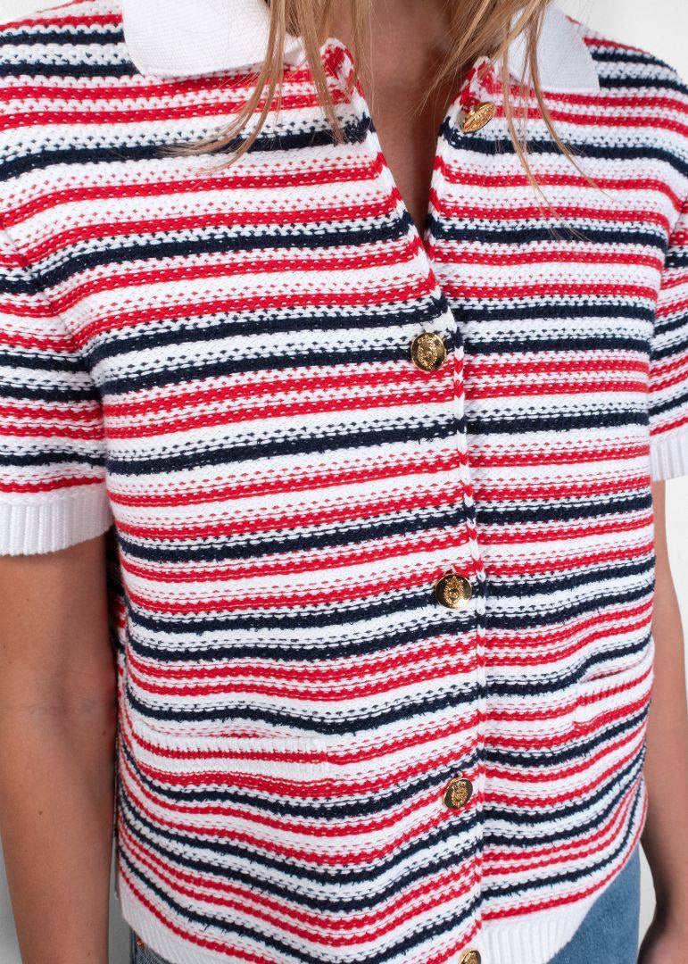 GC Striped Jacquard-knit Cotton-blend Polo Shirt