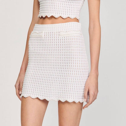 SD Pearl Beaded Knit Top | Mini Skirt | Set