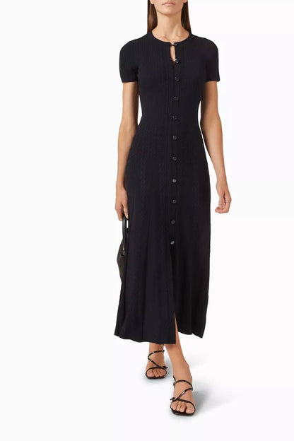 SD Milla Viscose Knit Midi Dress in Navy blue & Wine red