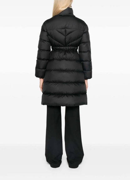 MC Brou Diagonal-Quilted Belted Long Down Jacket