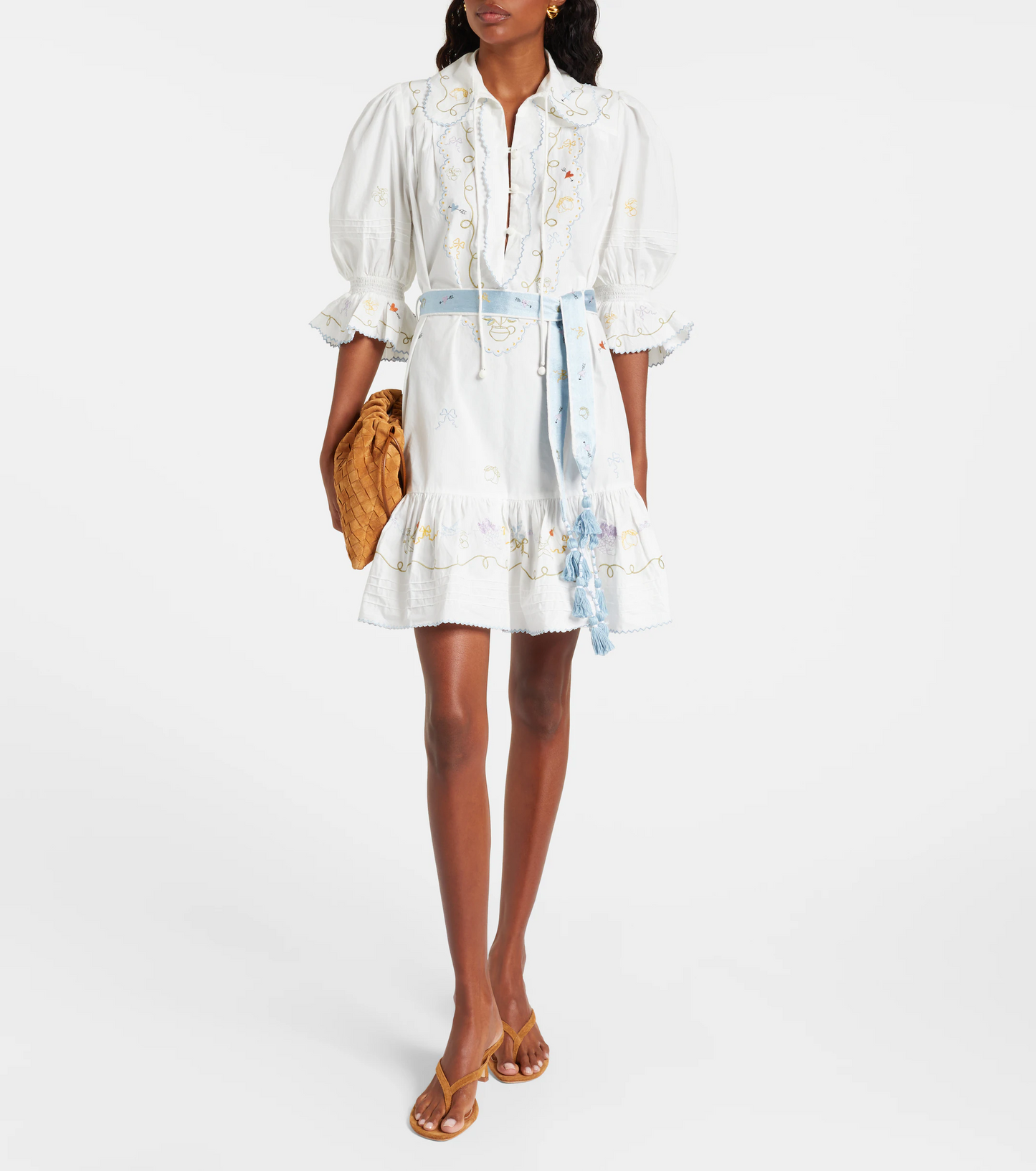 ALM Giulia Embroidered Cotton Mini Dress