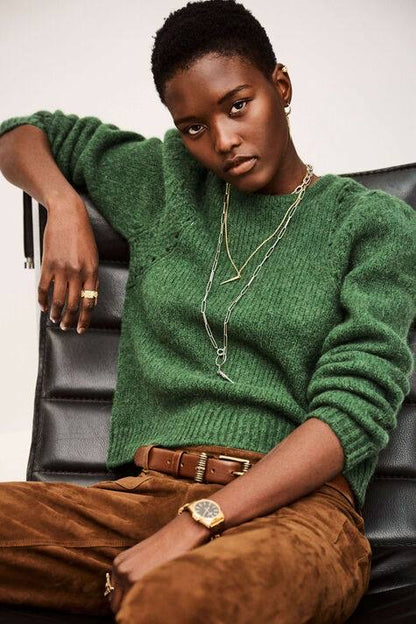 BA Belma Puff-Sleeved Wool-cotton-alpaca blend Jumper