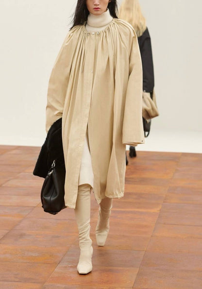 TOT Gathered Parachute Cotton Blend Trench Coat